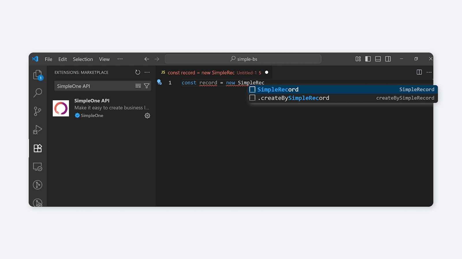 Подсказки синтаксиса SimpleOne API в IDE VS Code